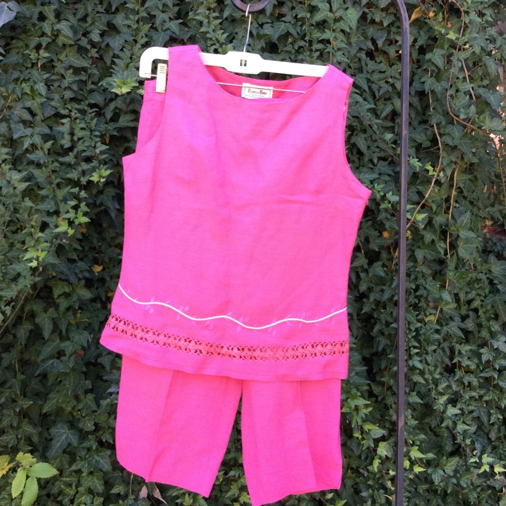 Borcellini 2pc Capris & Top Pink Set